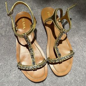 Gold Prada sandals crystals 38.5 and 39